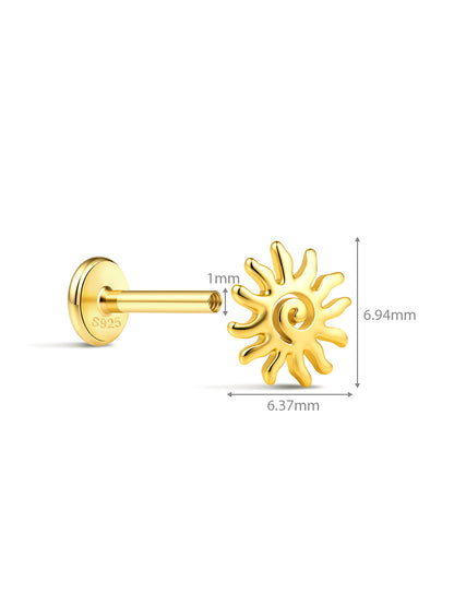 925 Sterling Silver Summer Vacation Flat Back Piercing Ear Stack