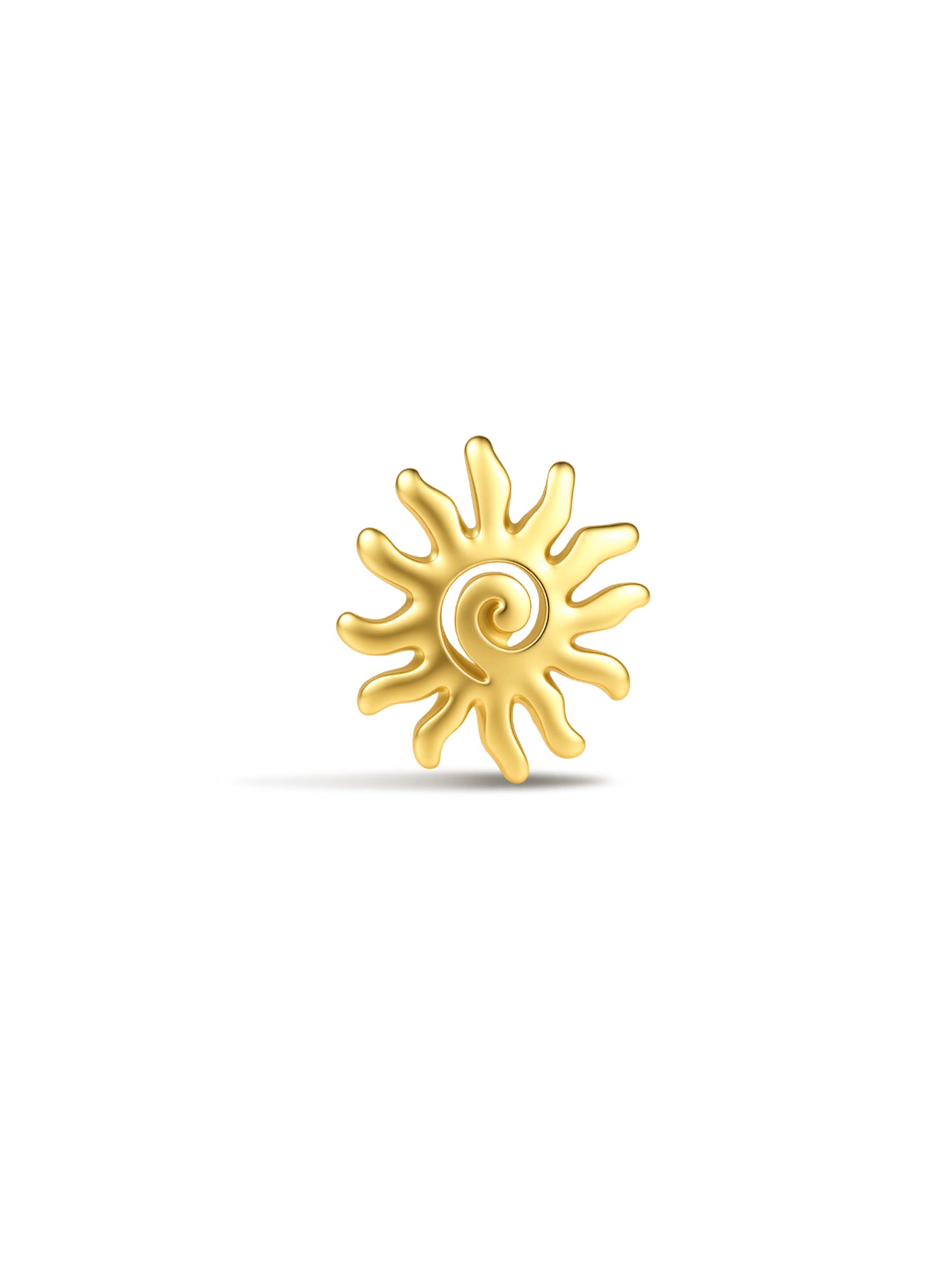 925 Sterling Silver Sun Flat Back Stud Earring