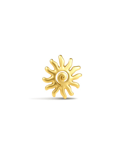 925 Sterling Silver Sun Flat Back Stud Earring