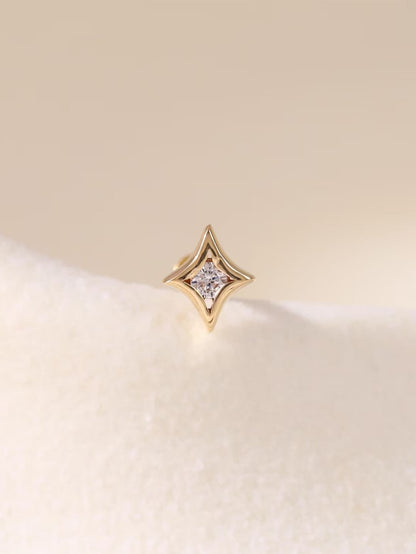 925 Sterling Silver Tiny Four-Point Star Earrings