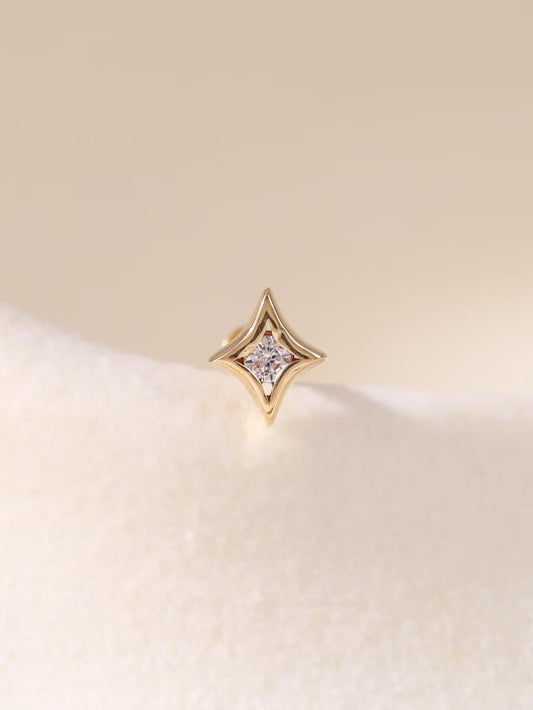 925 Sterling Silver Tiny Four-Point Star Earrings