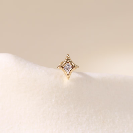 925 Sterling Silver Tiny Four-Point Star Earrings