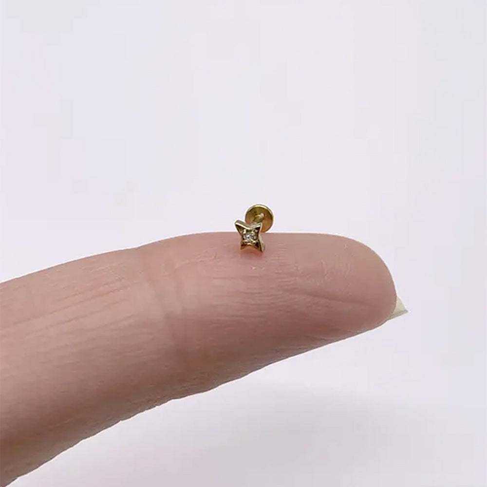 925 Sterling Silver Tiny Four-Point Star Earrings