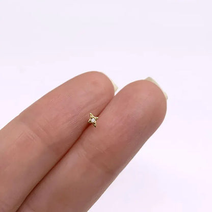 925 Sterling Silver Tiny Four-Point Star Earrings