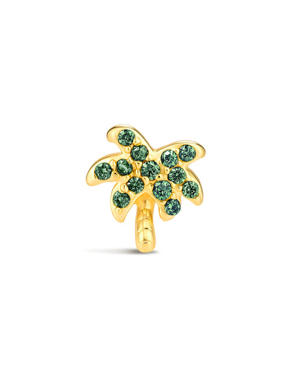 925 Sterling Silver Tropical Palm Tree Flat Back Stud Earring