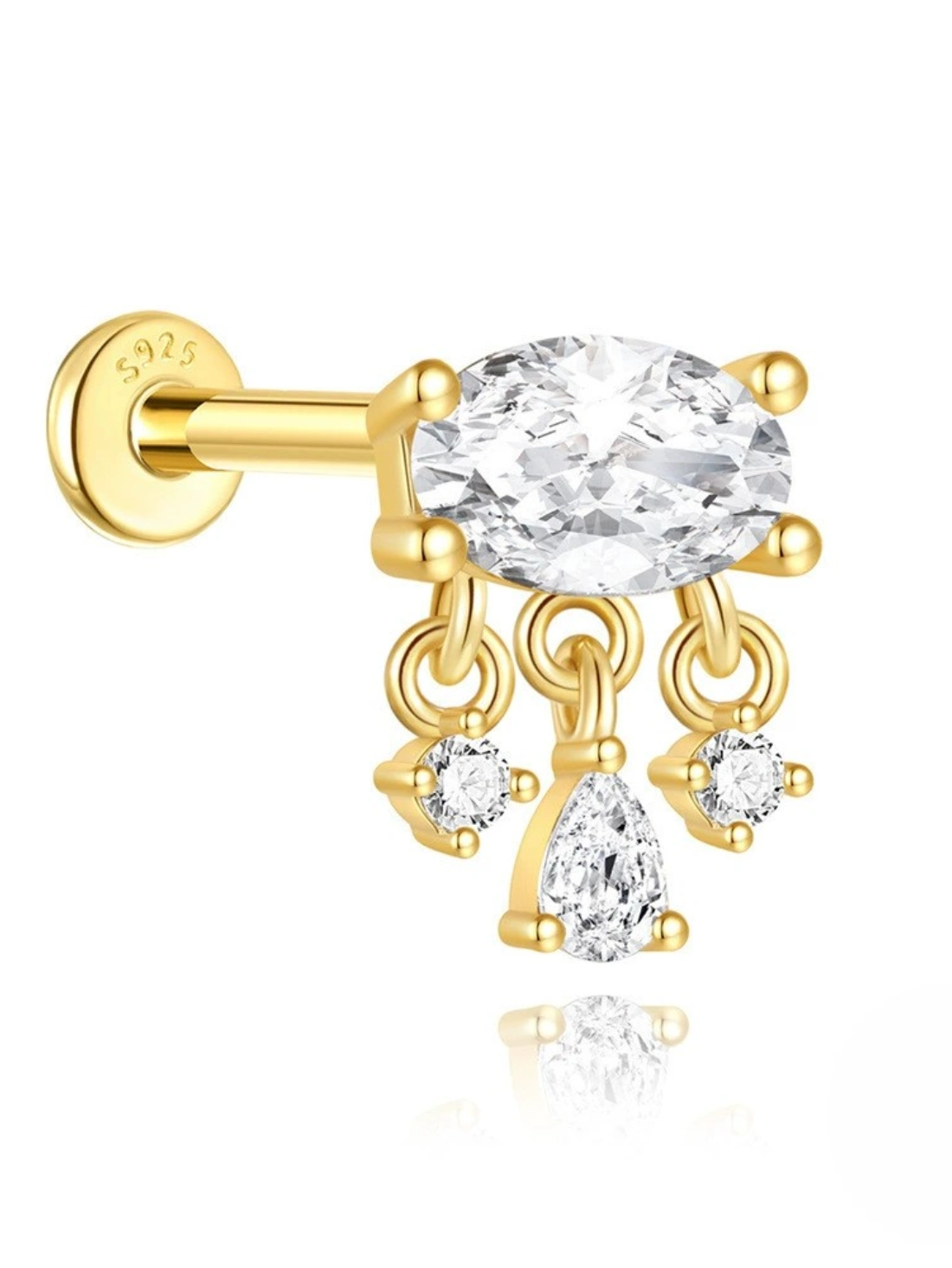 925 Sterling Silver Butterfly Flower Star Piercing Studs