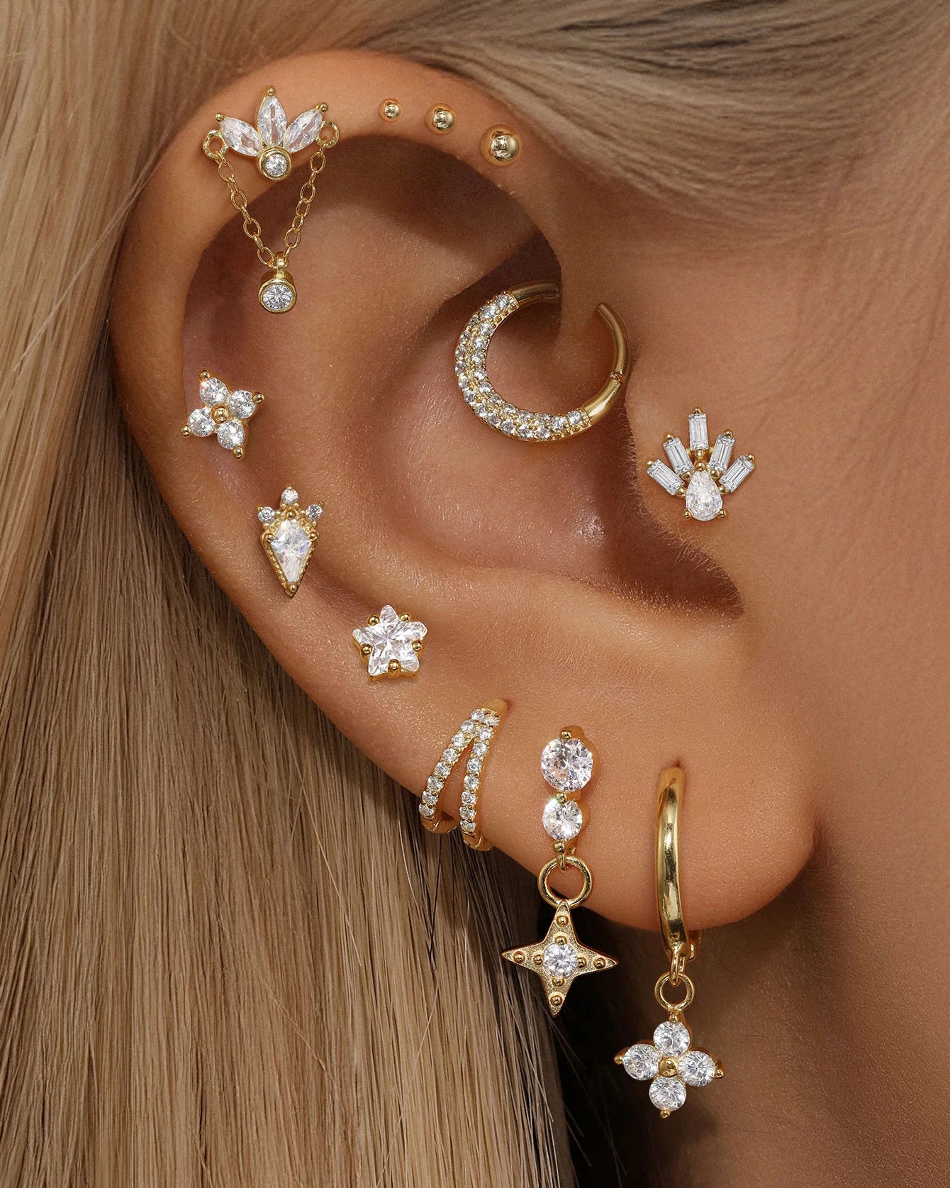 925 Sterling Silver Geometric Zirconia Elegant Earring Set