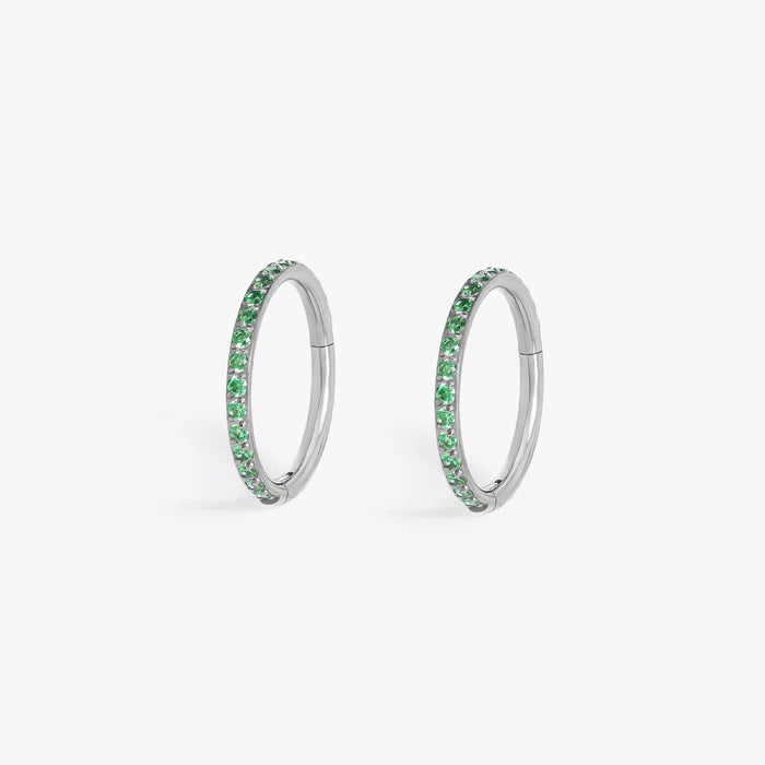 G23 Titanium Waterproof Emerald Green Zircon Cartilage Hoop