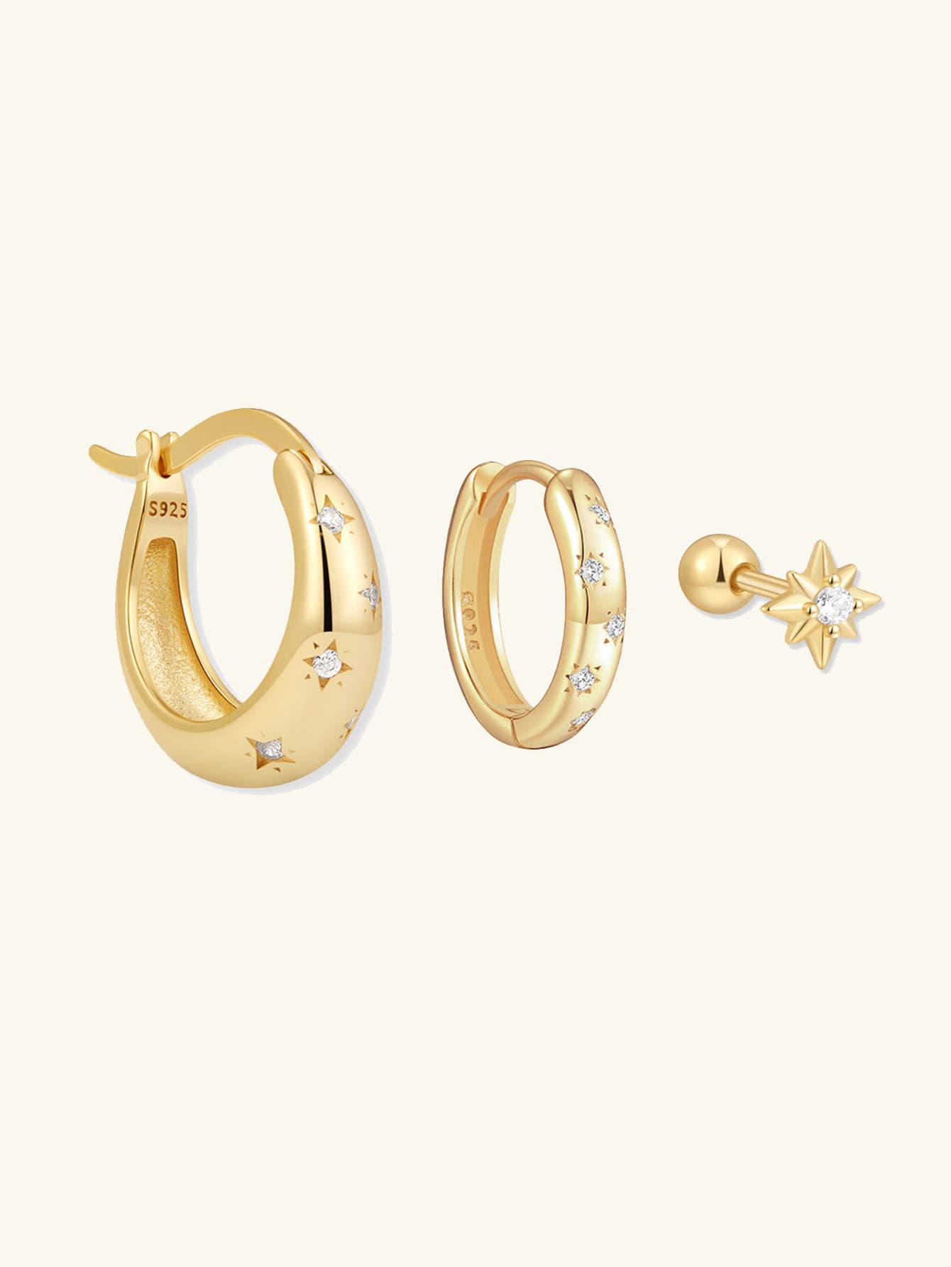 Celestial Huggie Hoops Earrings Set