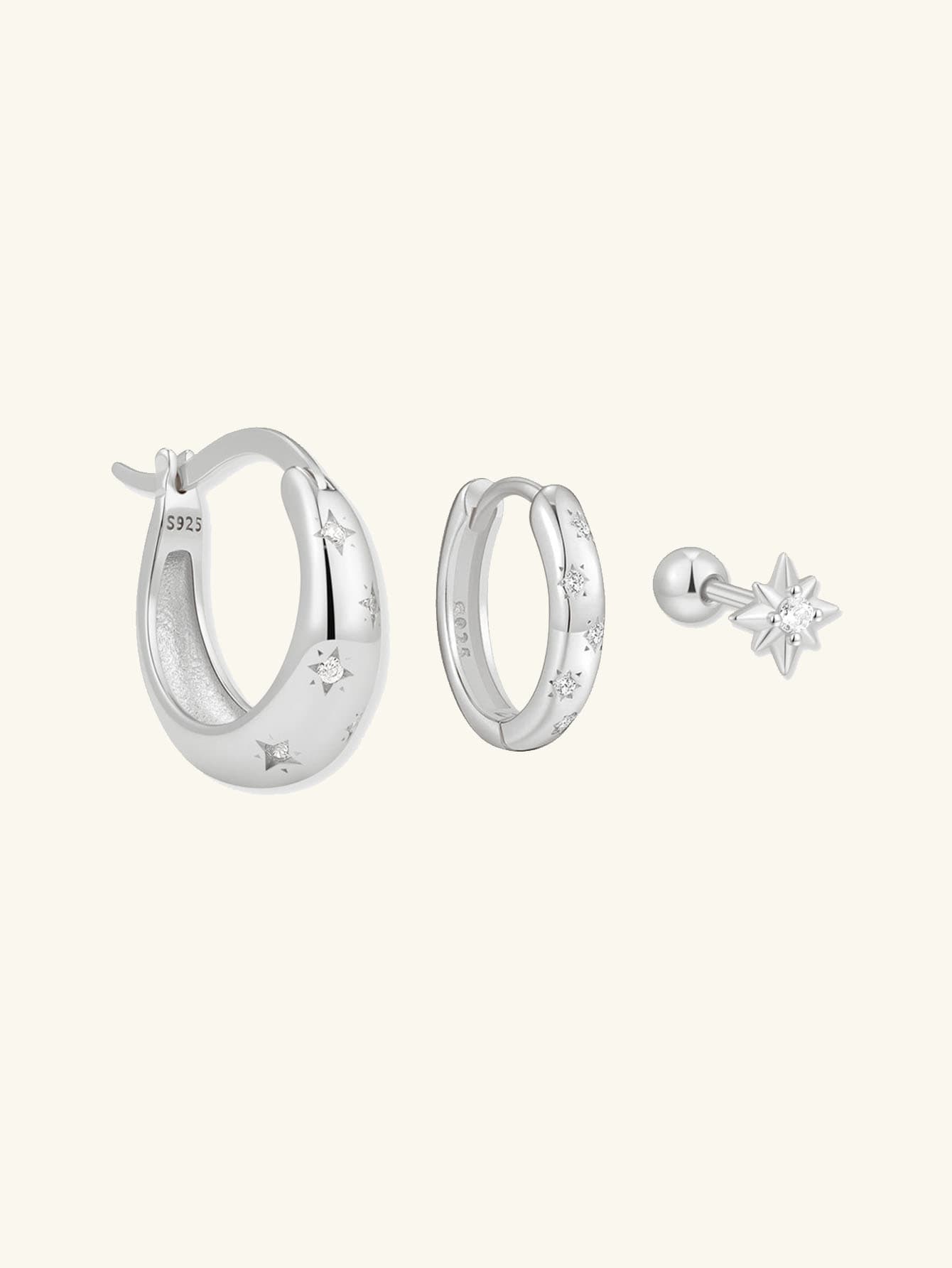 Celestial Huggie Hoops Earrings Set