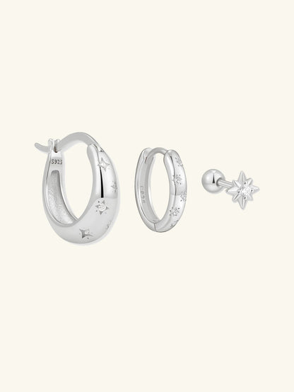 Celestial Huggie Hoops Earrings Set