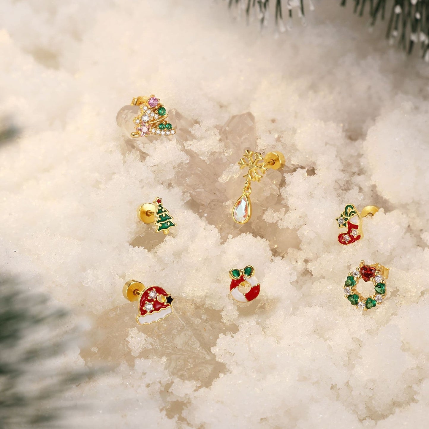 925 Sterling Silver Christmas Bell Helix Flat Back Piercing Studs