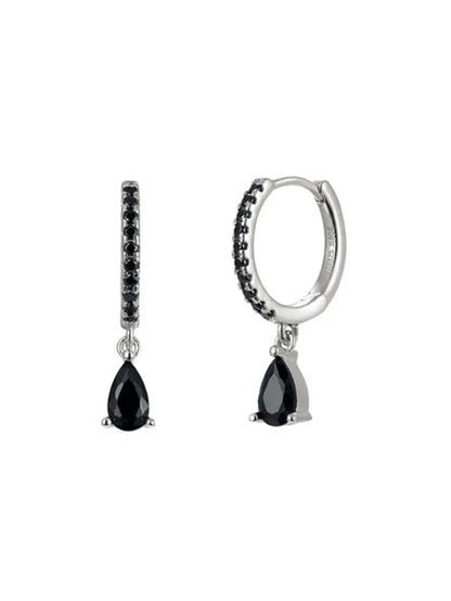 925 Sterling Silver Shiny Obsidian Flower Stud Earrings Set