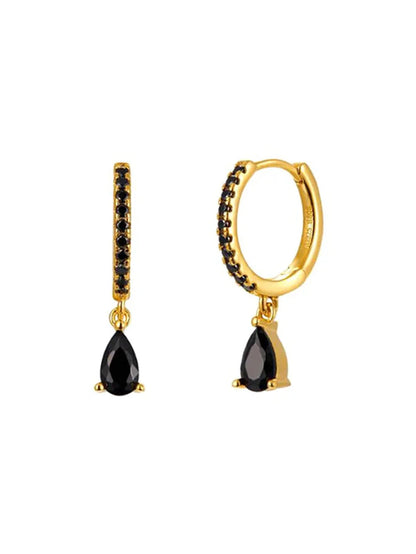 925 Sterling Silver Shiny Obsidian Flower Stud Earrings Set