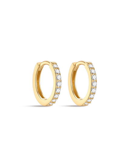 925 Classic Waterproof Pave Hoop Huggies Earrings