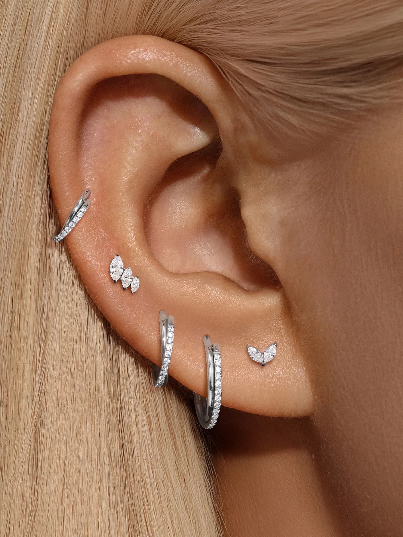 G23 Titanium Claw Pave Huggies