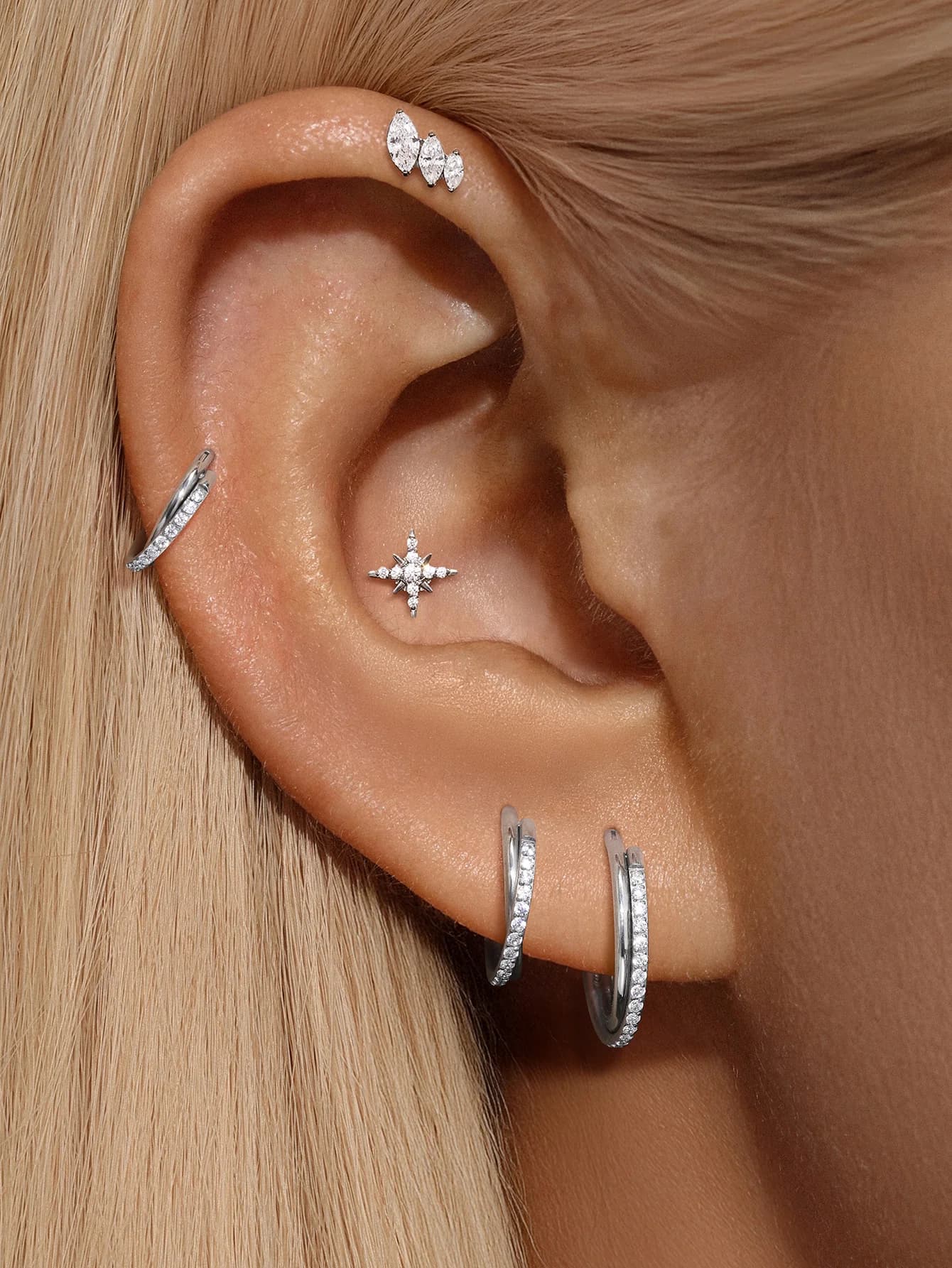 G23 Titanium Claw Pave Huggies