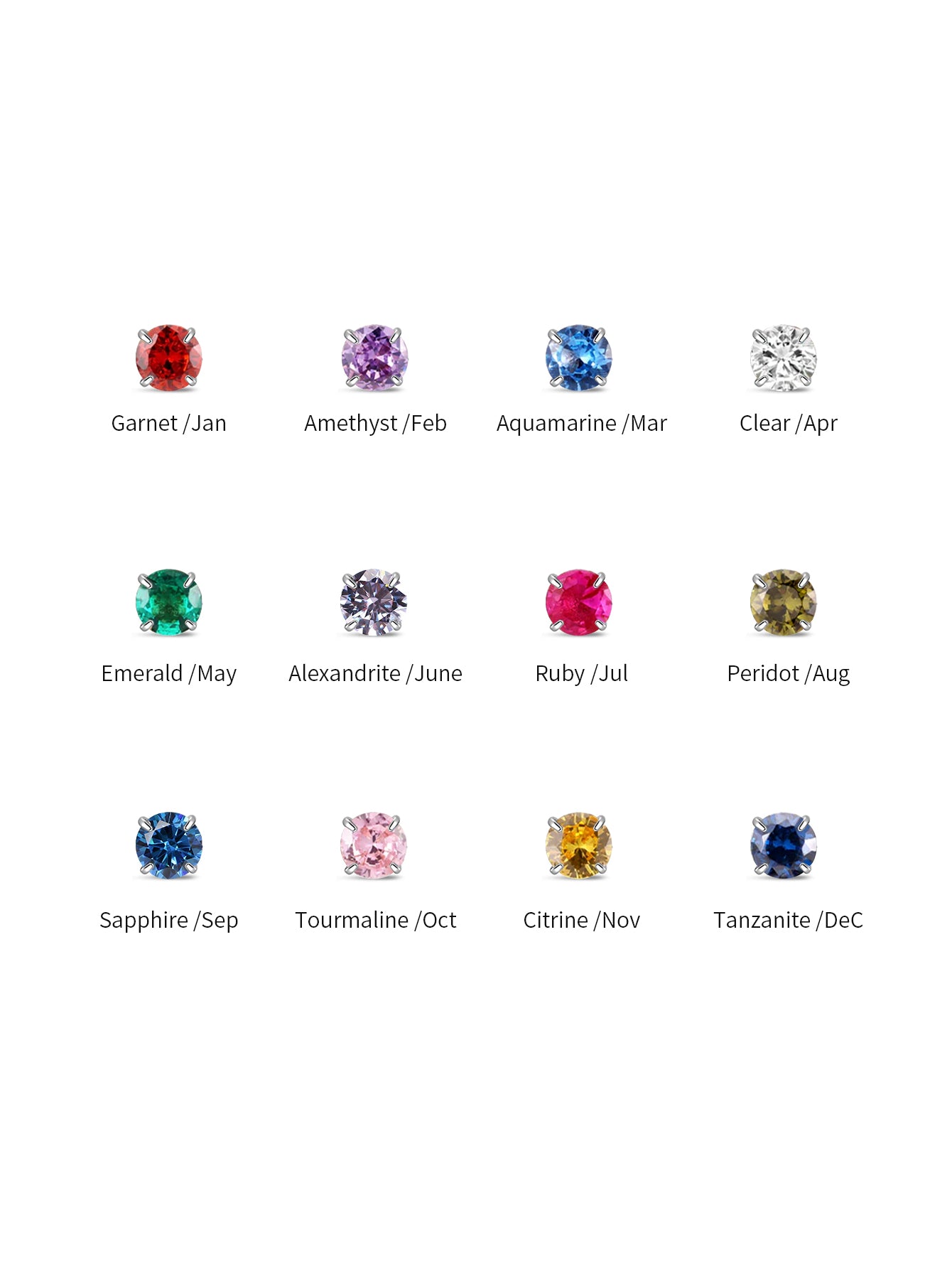 G23 Titanium Hypoallergenic Birthstone Round CZ Flat Back