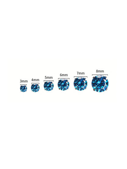 G23 Titanium Hypoallergenic Birthstone Round CZ Flat Back