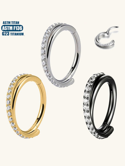 G23 Titanium Waterproof CZ Crystal Cartilage Hoop – 16G Double Layer