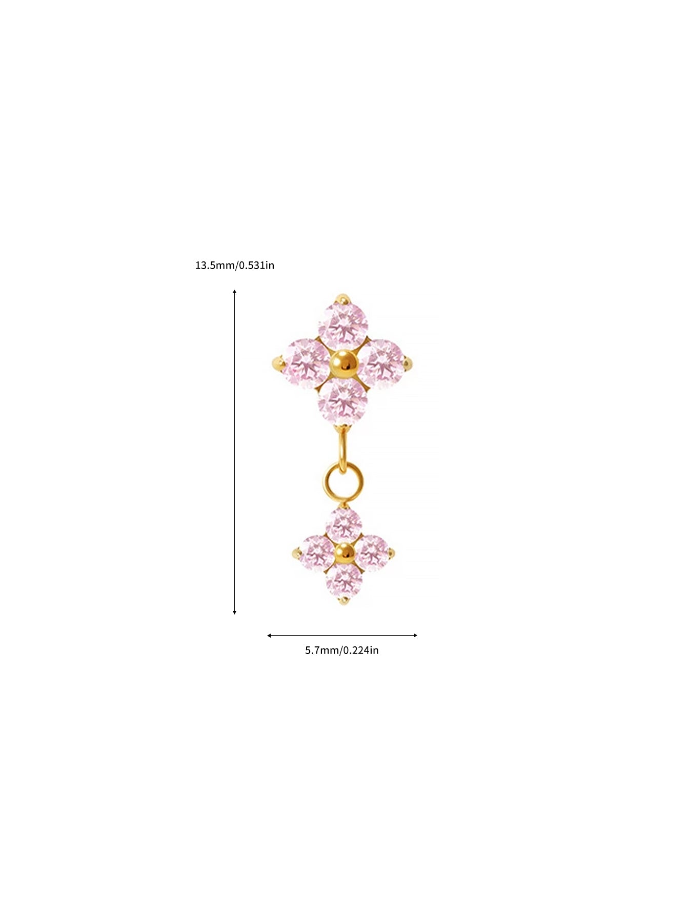 G23 Titanium Waterproof CZ Flower Dangle Flat Back Stud Earring