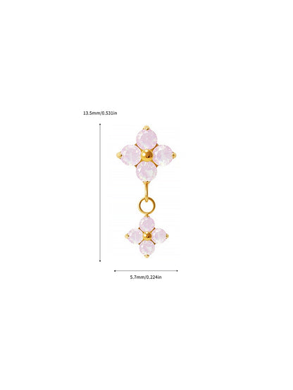 G23 Titanium Waterproof CZ Flower Dangle Flat Back Stud Earring