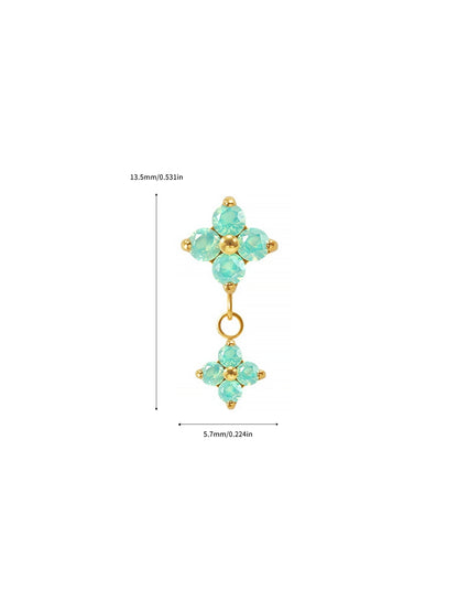 G23 Titanium Waterproof CZ Flower Dangle Flat Back Stud Earring