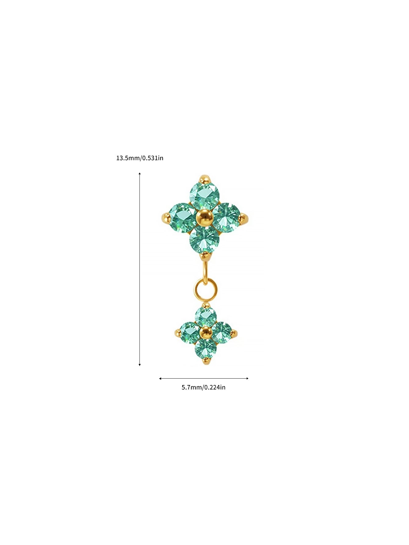G23 Titanium Waterproof CZ Flower Dangle Flat Back Stud Earring