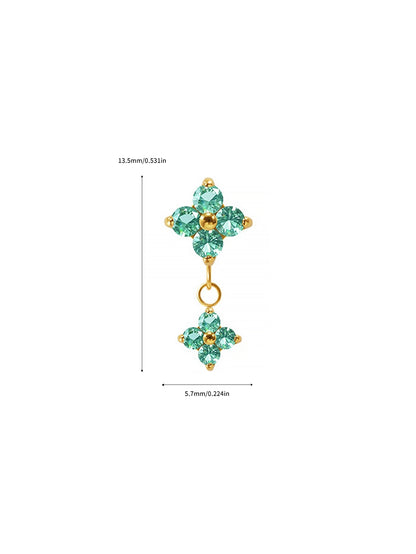 G23 Titanium Waterproof CZ Flower Dangle Flat Back Stud Earring
