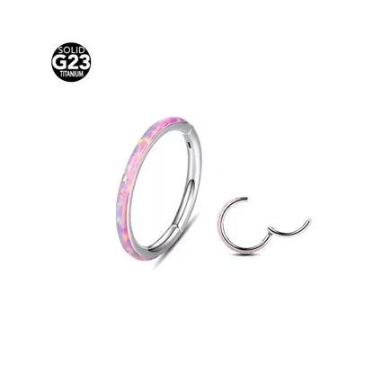G23 Titanium Waterproof Cartilage Pink Opal Multiple Sizes Clicker
