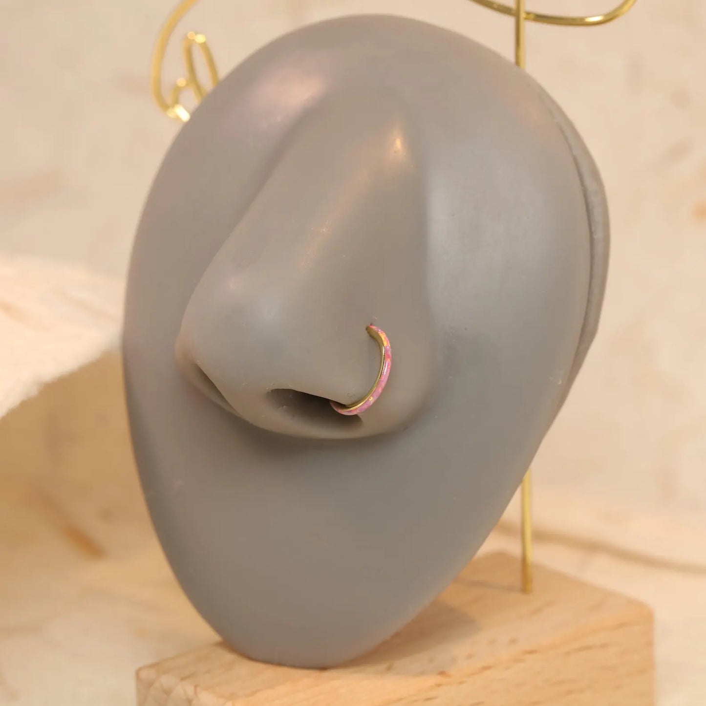 G23 Titanium Waterproof Cartilage Pink Opal Multiple Sizes Clicker