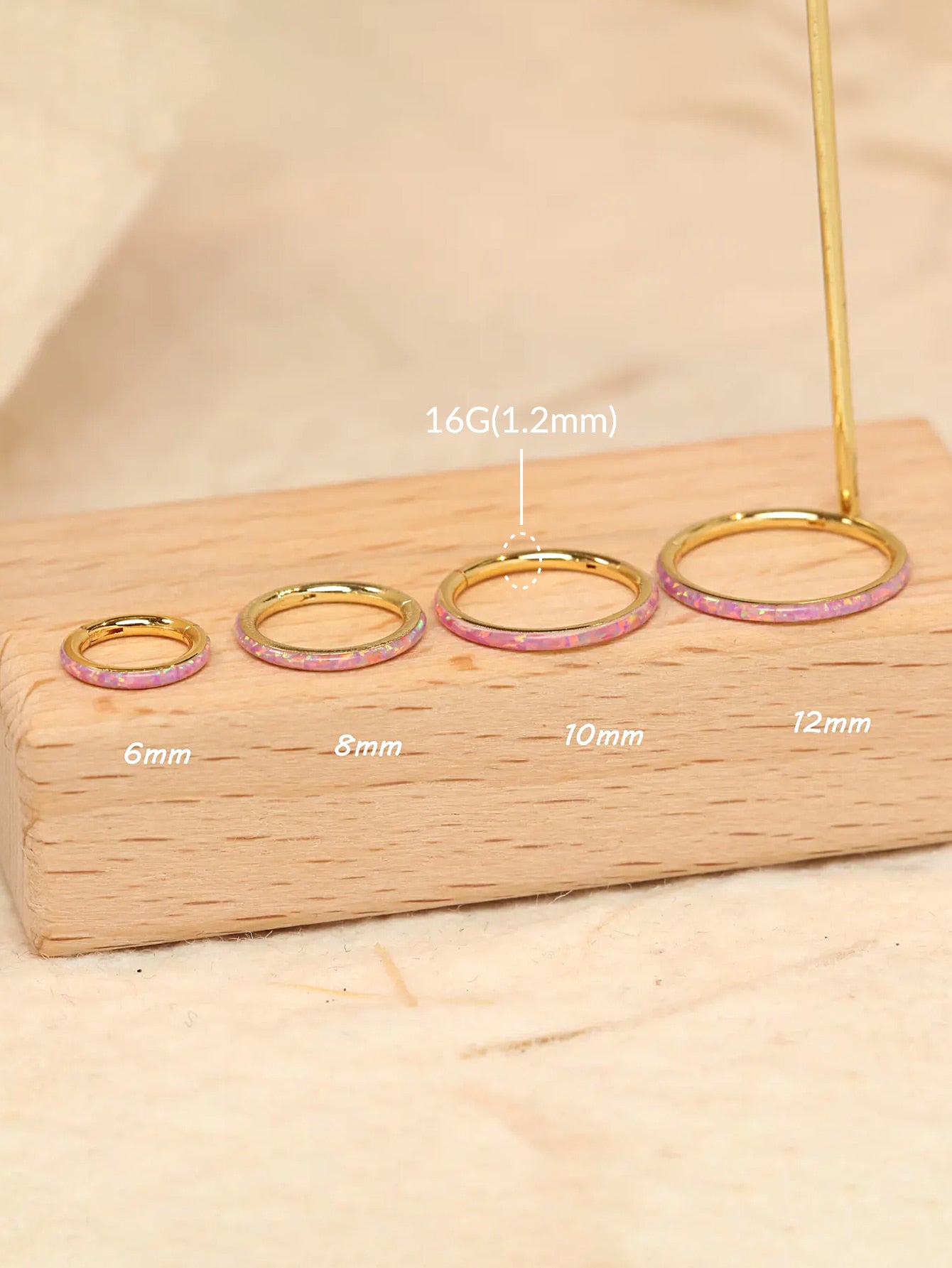 G23 Titanium Waterproof Cartilage Pink Opal Multiple Sizes Clicker