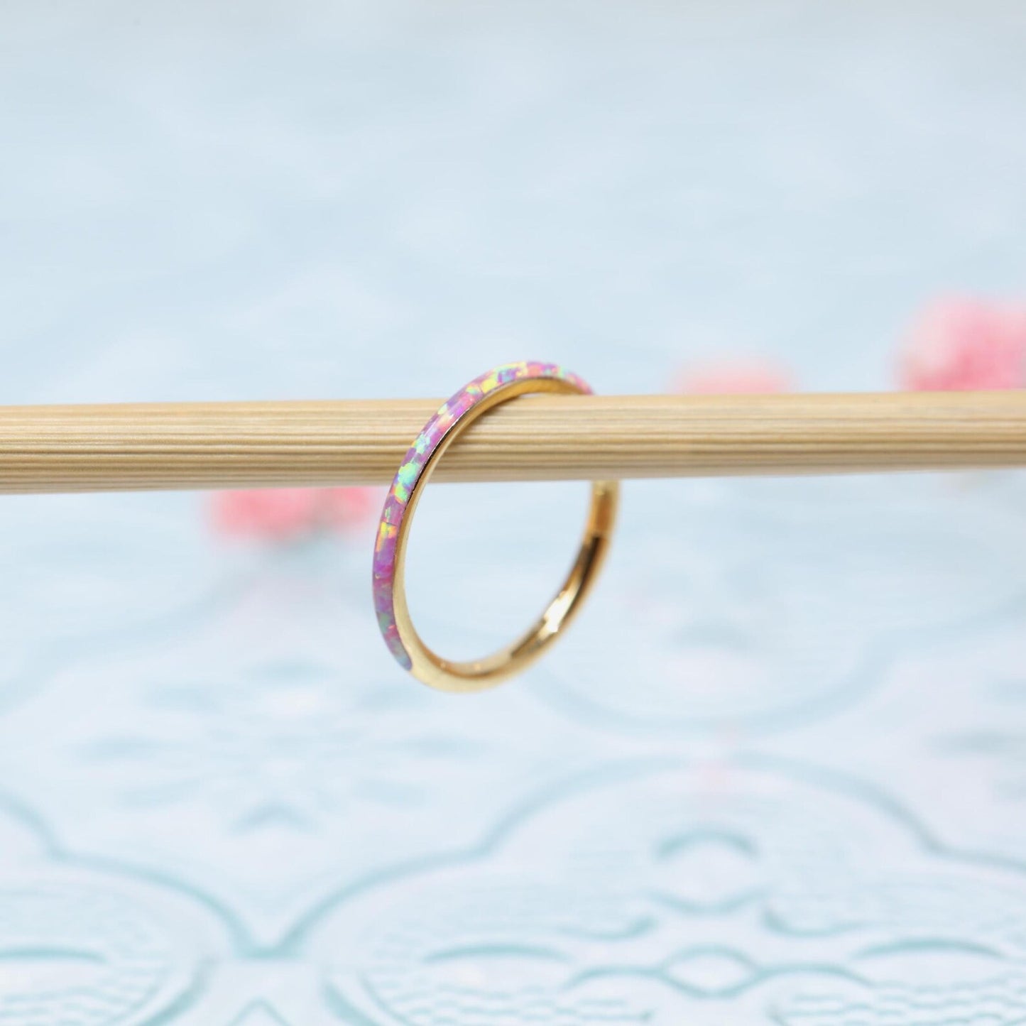 G23 Titanium Waterproof Cartilage Pink Opal Multiple Sizes Clicker