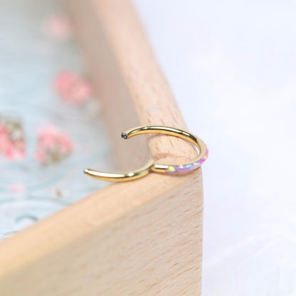 G23 Titanium Waterproof Cartilage Pink Opal Multiple Sizes Clicker