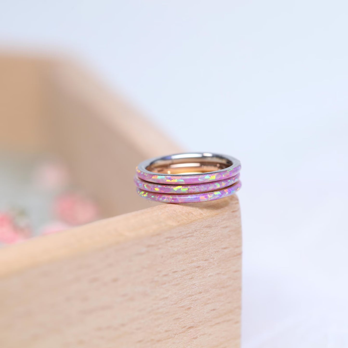 G23 Titanium Waterproof Cartilage Pink Opal Multiple Sizes Clicker