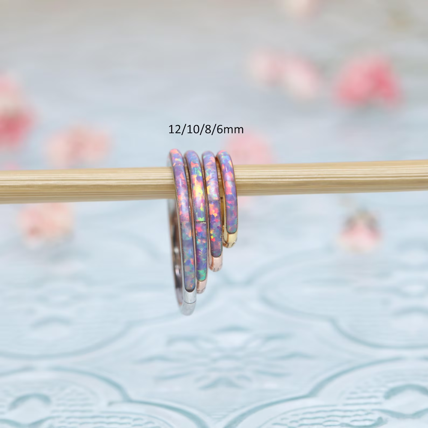 G23 Titanium Waterproof Cartilage Purple Opal Multiple Sizes Clicker