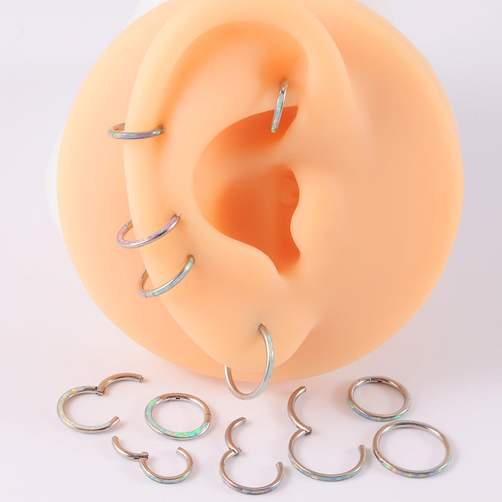 G23 Titanium Waterproof Cartilage White Opal Multiple Sizes Clicker