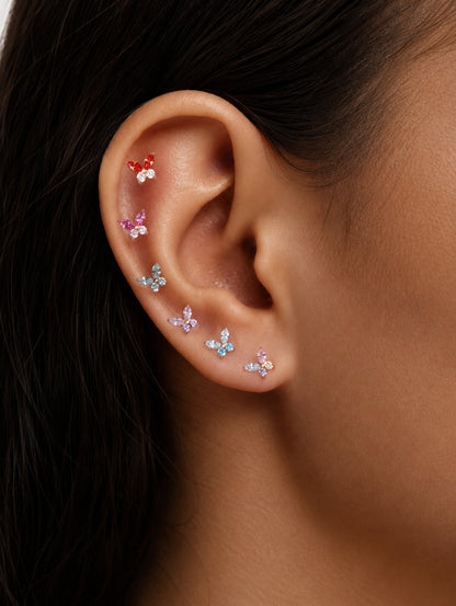 G23 Titanium Waterproof Colorful CZ Butterfly Piercing Stud