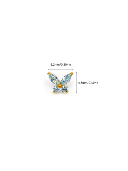 G23 Titanium Waterproof Colorful CZ Butterfly Piercing Stud