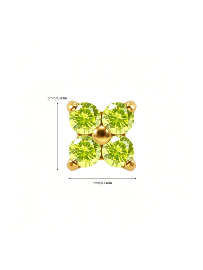 G23 Titanium Waterproof Colorful Flower Flat Back Stud Earring