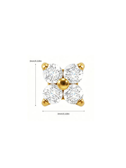 G23 Titanium Waterproof Colorful Flower Flat Back Stud Earring