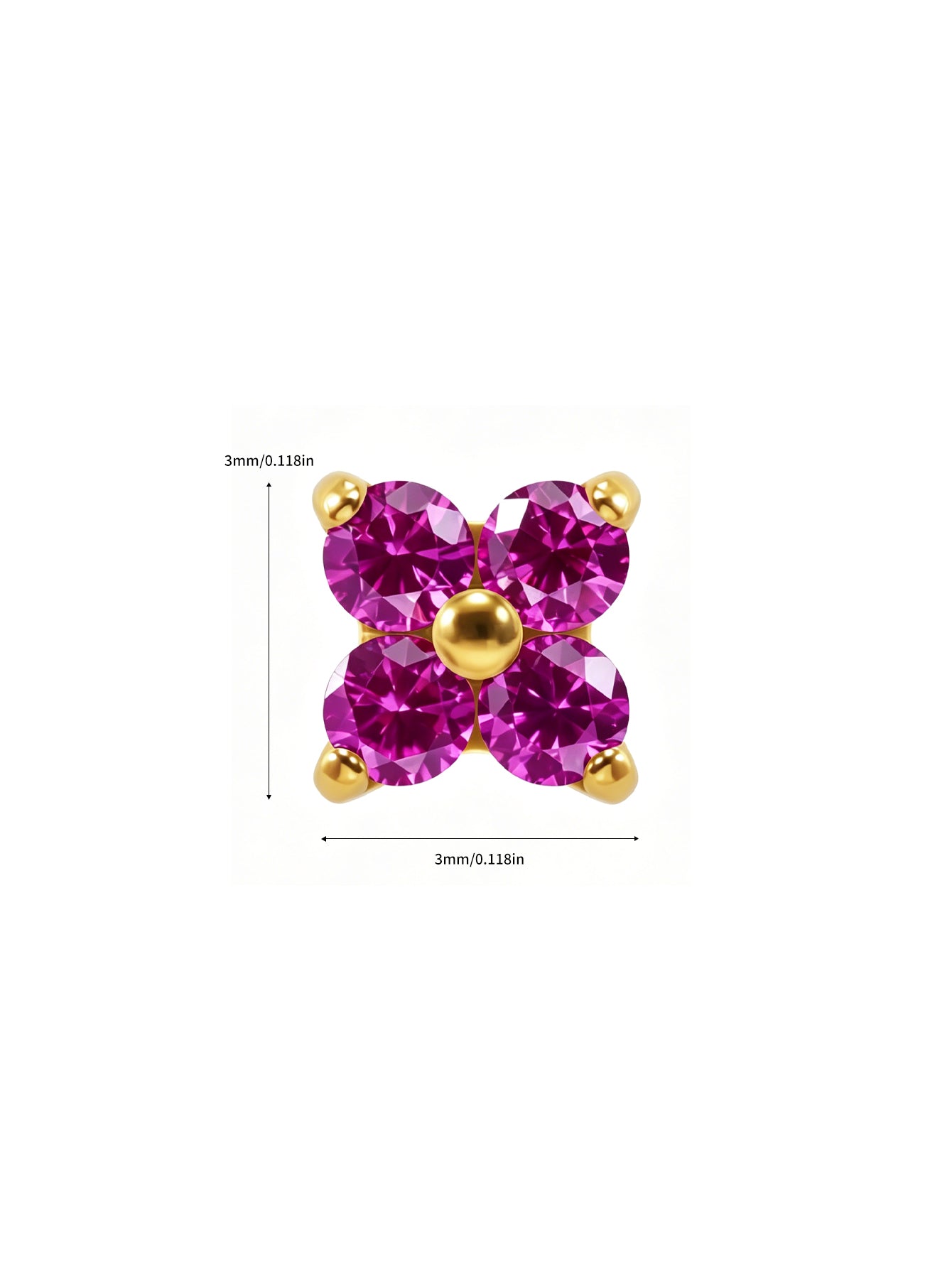 G23 Titanium Waterproof Colorful Flower Flat Back Stud Earring