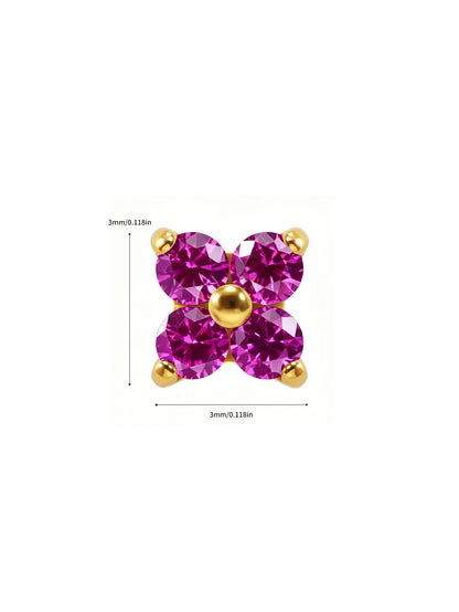 G23 Titanium Waterproof Colorful Flower Flat Back Stud Earring