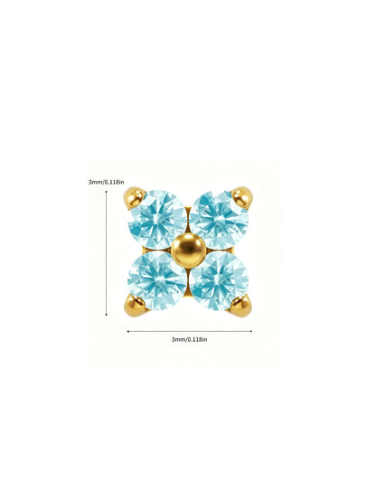 G23 Titanium Waterproof Colorful Flower Flat Back Stud Earring