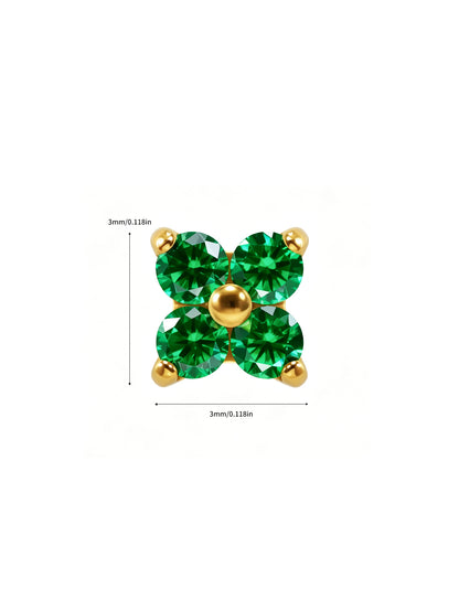 G23 Titanium Waterproof Colorful Flower Flat Back Stud Earring