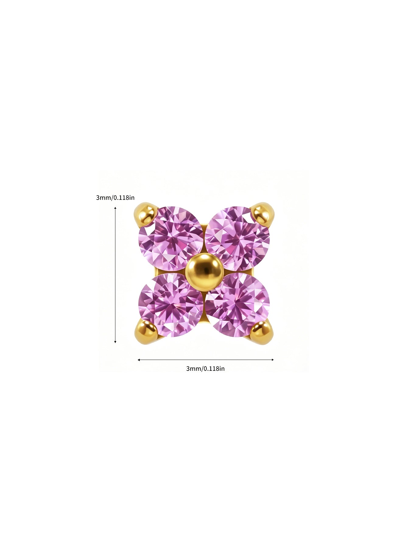G23 Titanium Waterproof Colorful Flower Flat Back Stud Earring