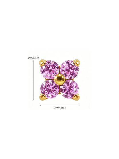 G23 Titanium Waterproof Colorful Flower Flat Back Stud Earring
