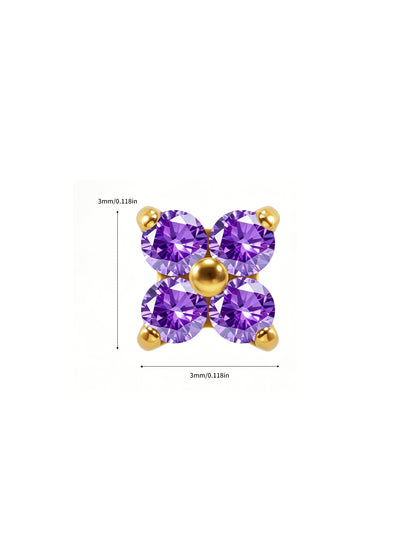 G23 Titanium Waterproof Colorful Flower Flat Back Stud Earring