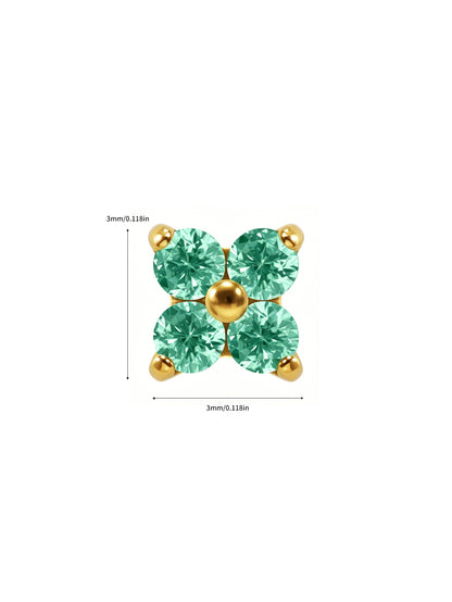 G23 Titanium Waterproof Colorful Flower Flat Back Stud Earring