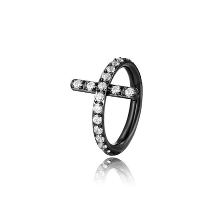 G23 Titanium Waterproof Diamond Cross Multiple Sizes Clicker